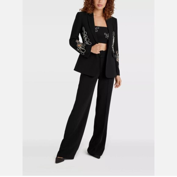 Cinq a Sept Cheyenne Rhinestone Paisley One-Button Blazer - Picture 2 of 13